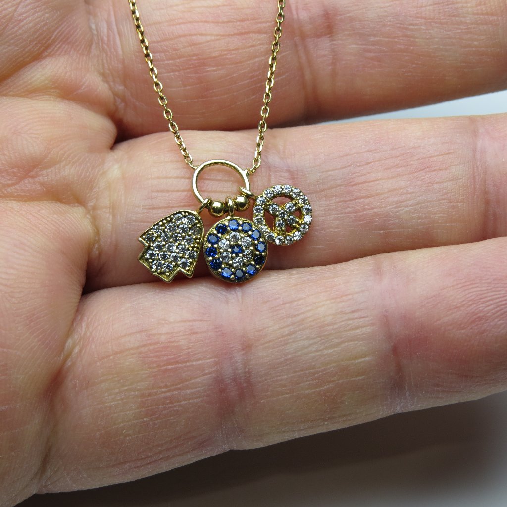 18k Gold Sterling Silver Pendant & Chain